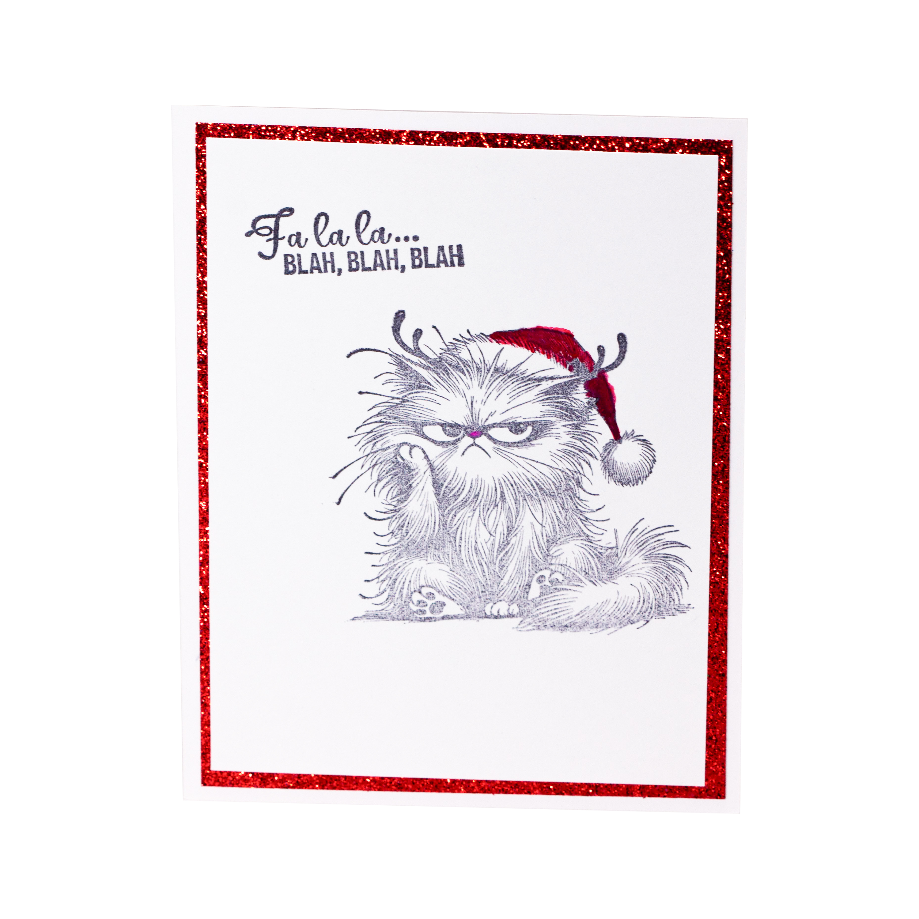 Fa La La  Blah Blah Blah Red Background I Christmas Card