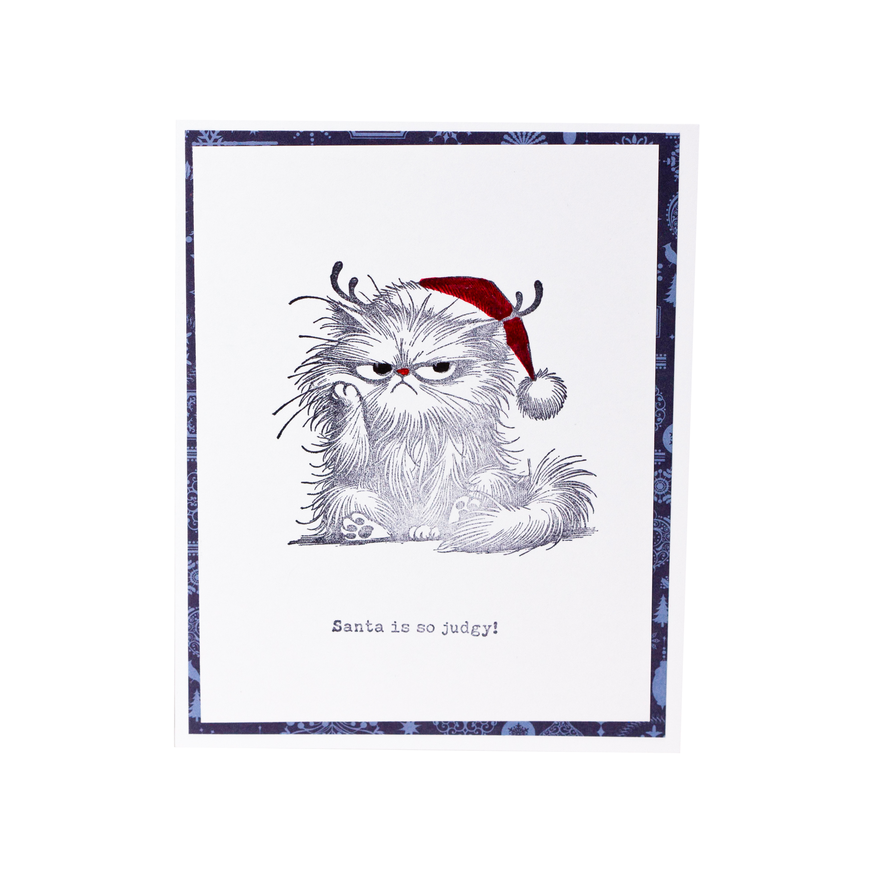 Bad Kitty Santa is So Judgy I Christmas Card