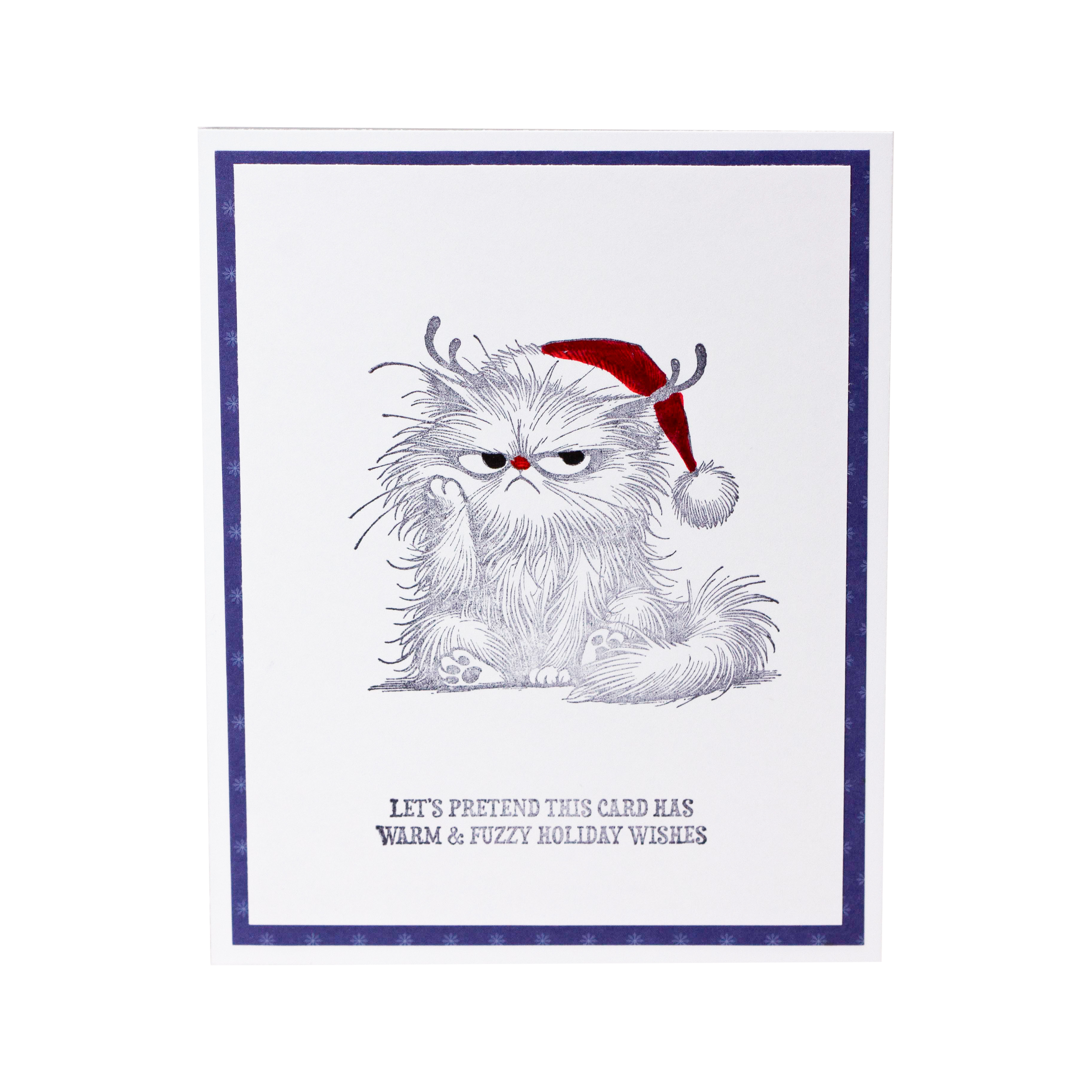 Bad Kitty Let's Pretend This Card Has Warm and Fuzzy Holiday Wishes I Christmas Card