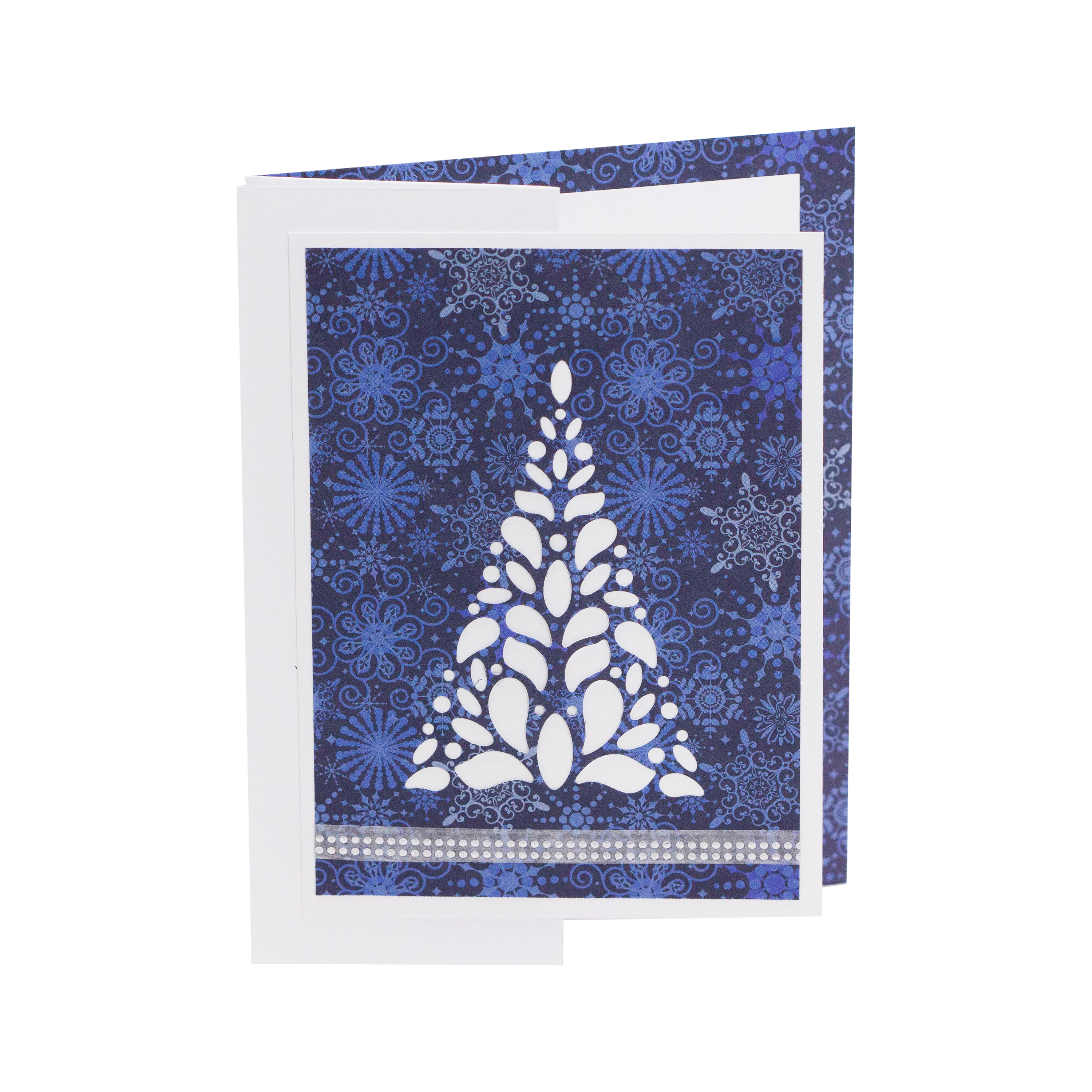 Blue Snowflake Background, with Blue and White Inside I Christmas Card