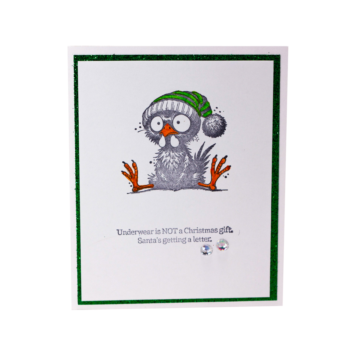 Turkey Green Shimmery Background-Underwear is NOT a Christmas Gift, Santa's Getting a Letter I Christmas Card