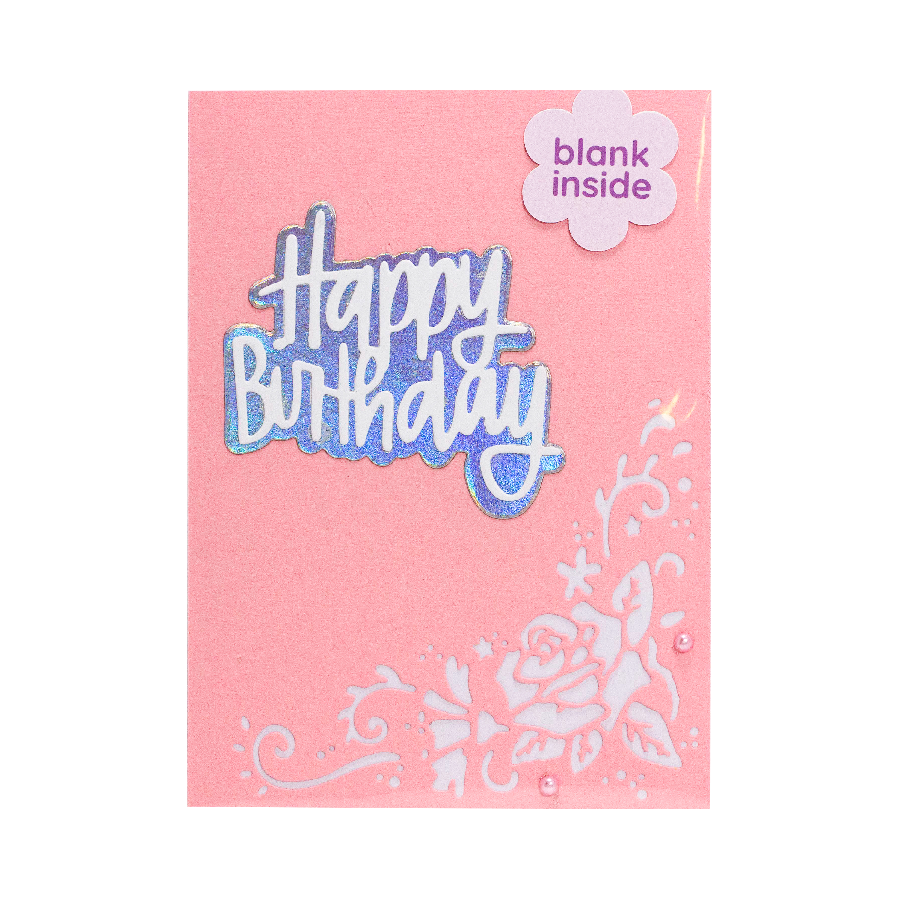 Pink With Corner Rose Cutout I Birthday Card
