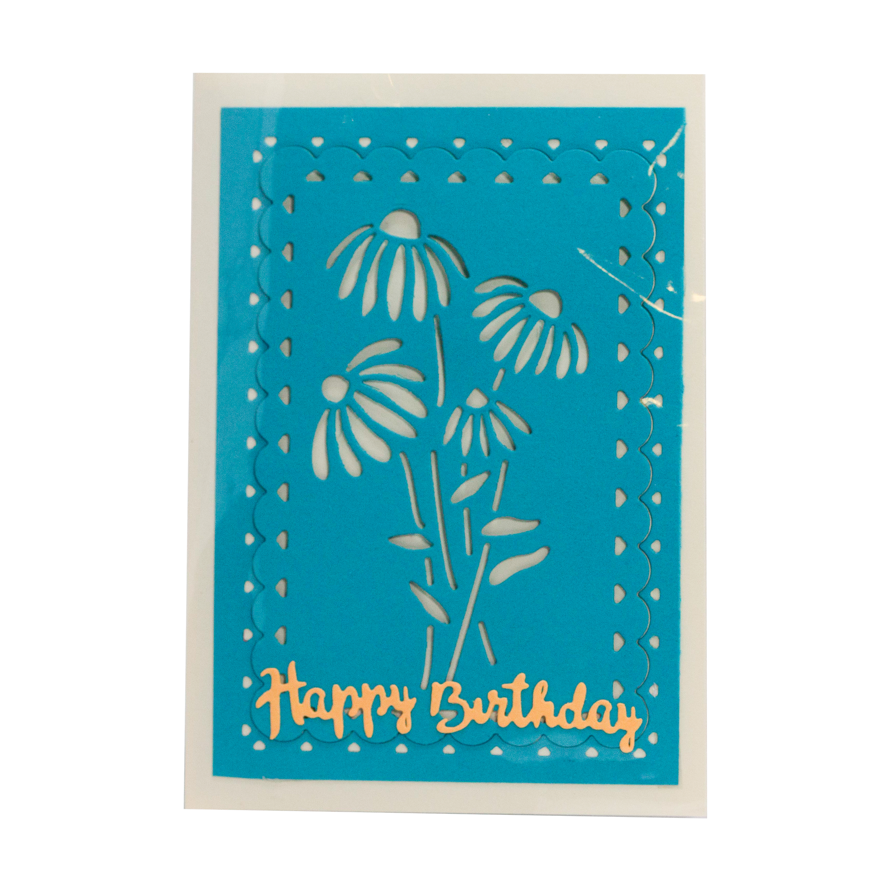 Happy Birthday Daisy's in 2 Toned Blue