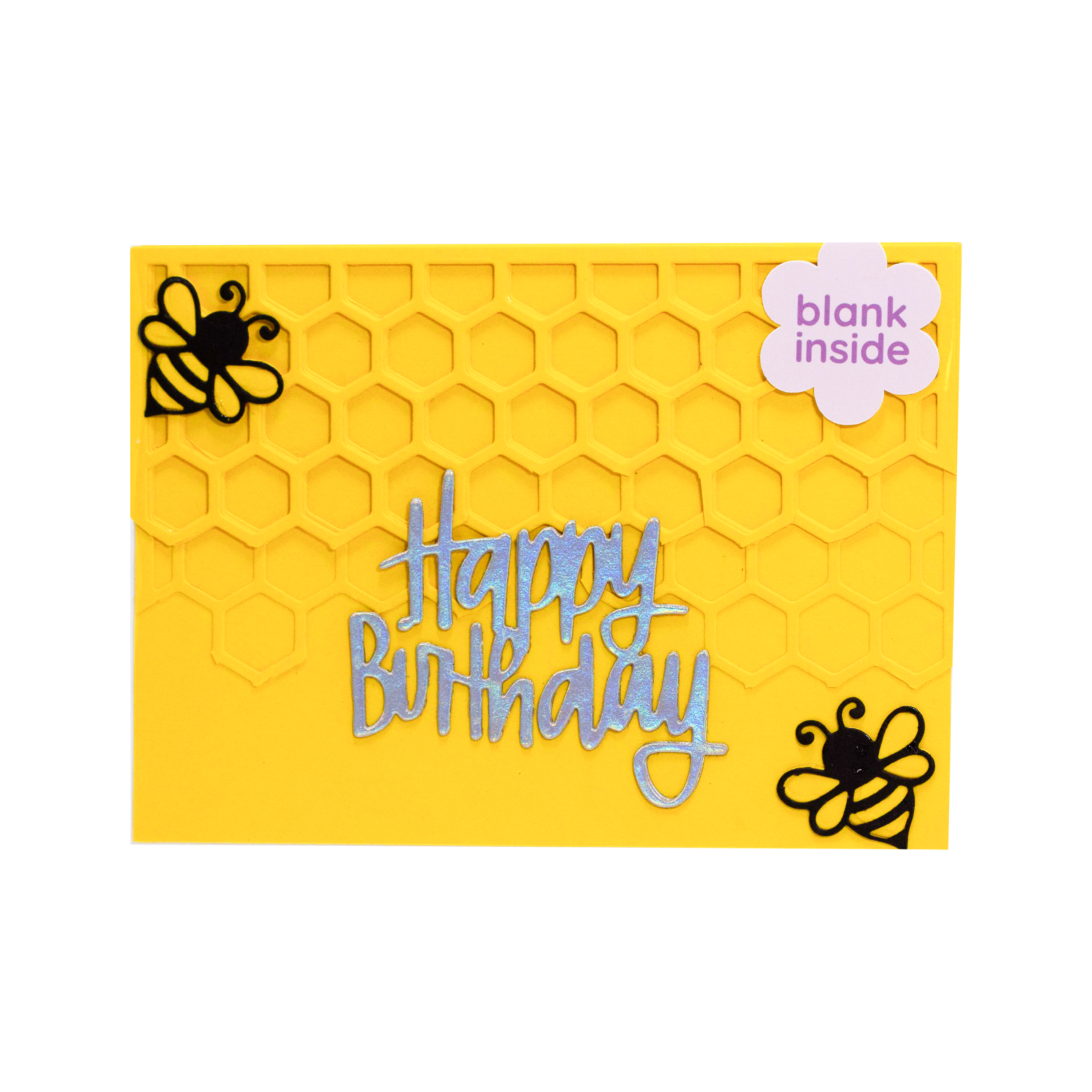 Happy Birthday Bee Card Double Honey Comb with 2 Bees
