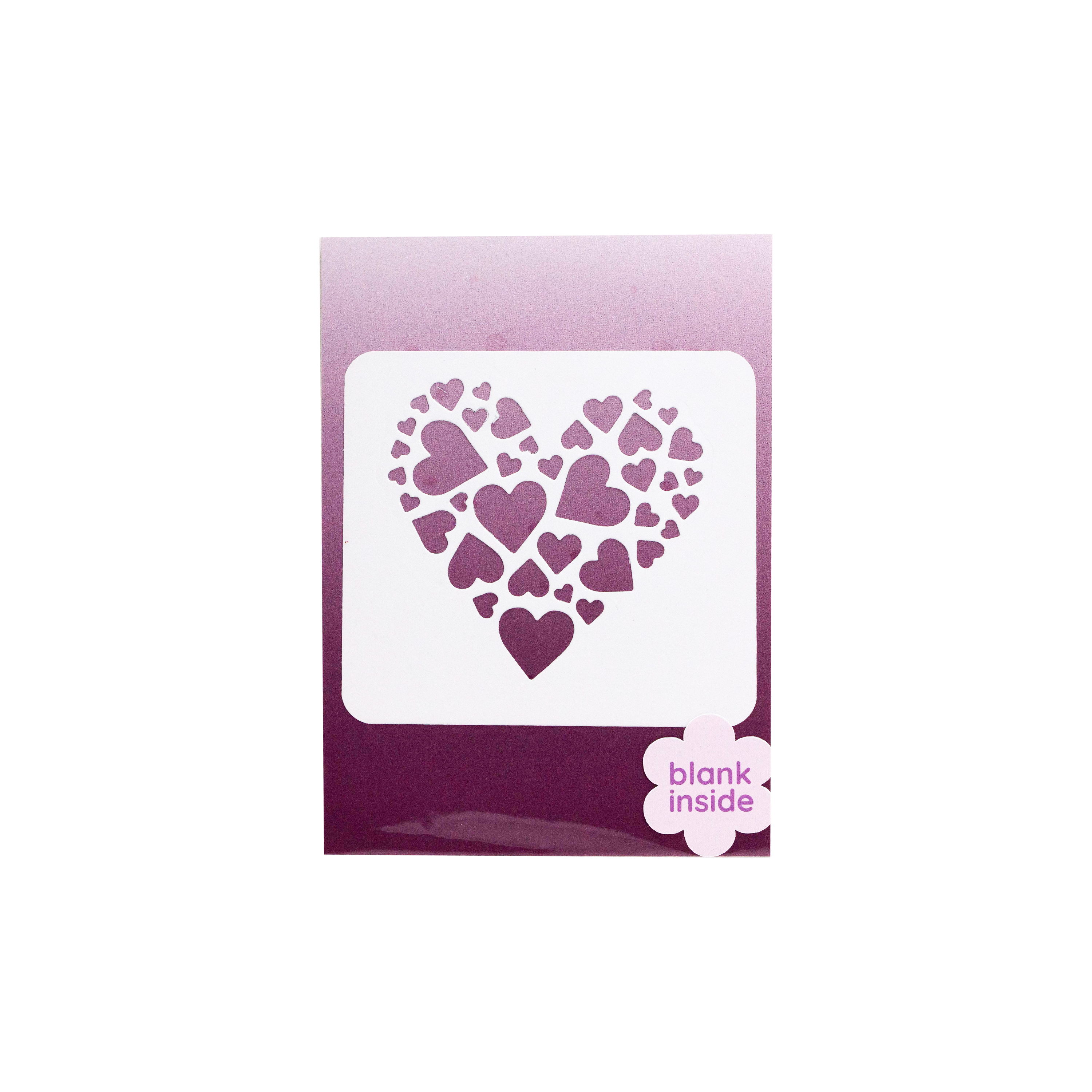 White Heart with Purple Ombre Background-Wedding Card