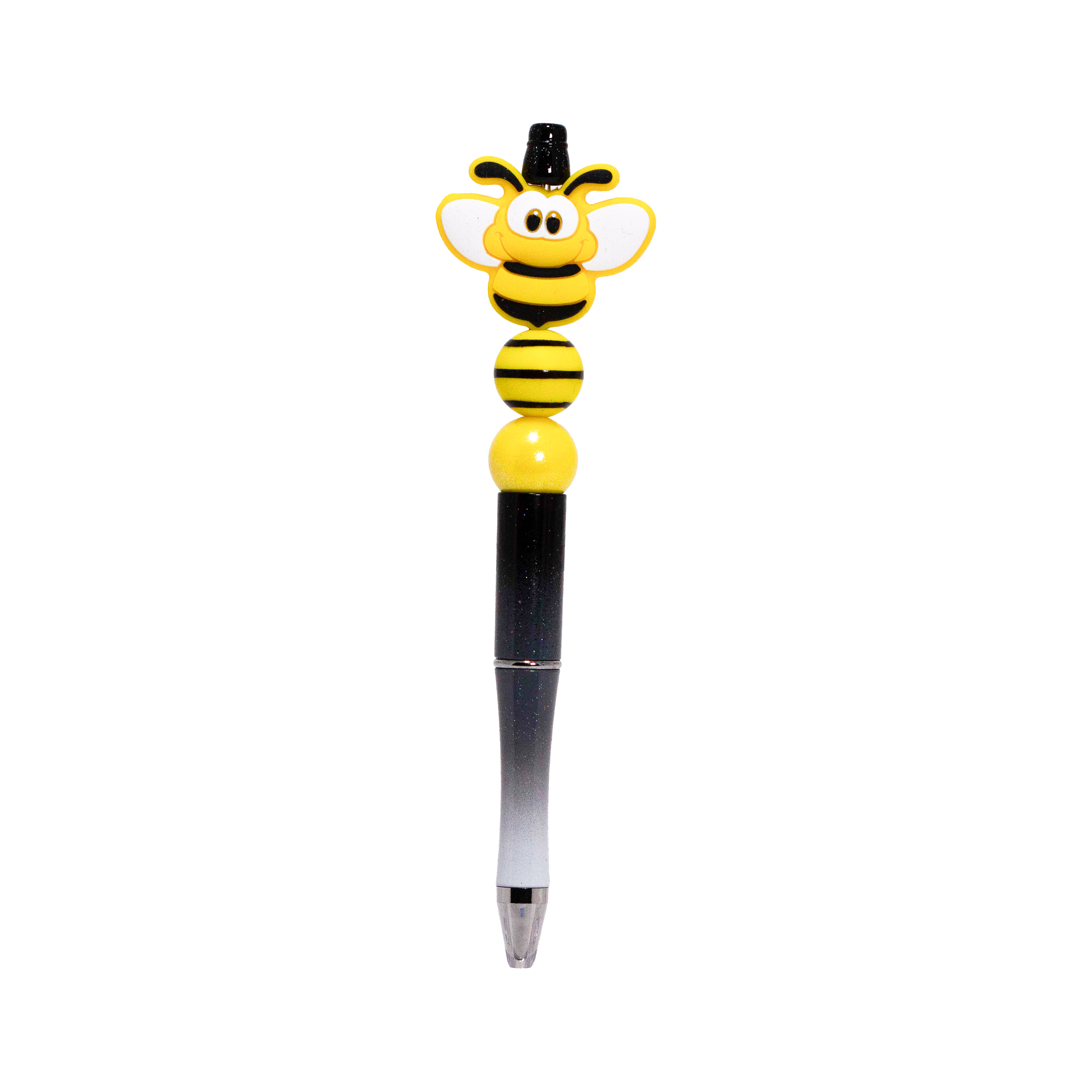 Large Bee Focal Bead and 1 Striped Black and 1 Yellow Bead-Pen