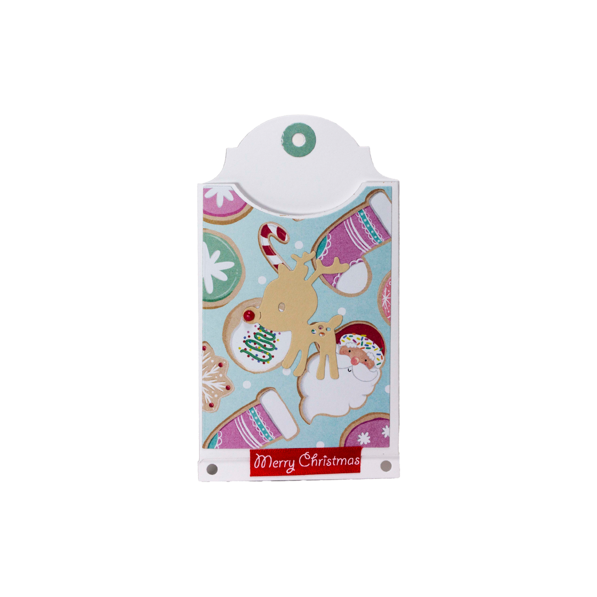 Reindeer on Christmas paper with Santa Gift Card Holder