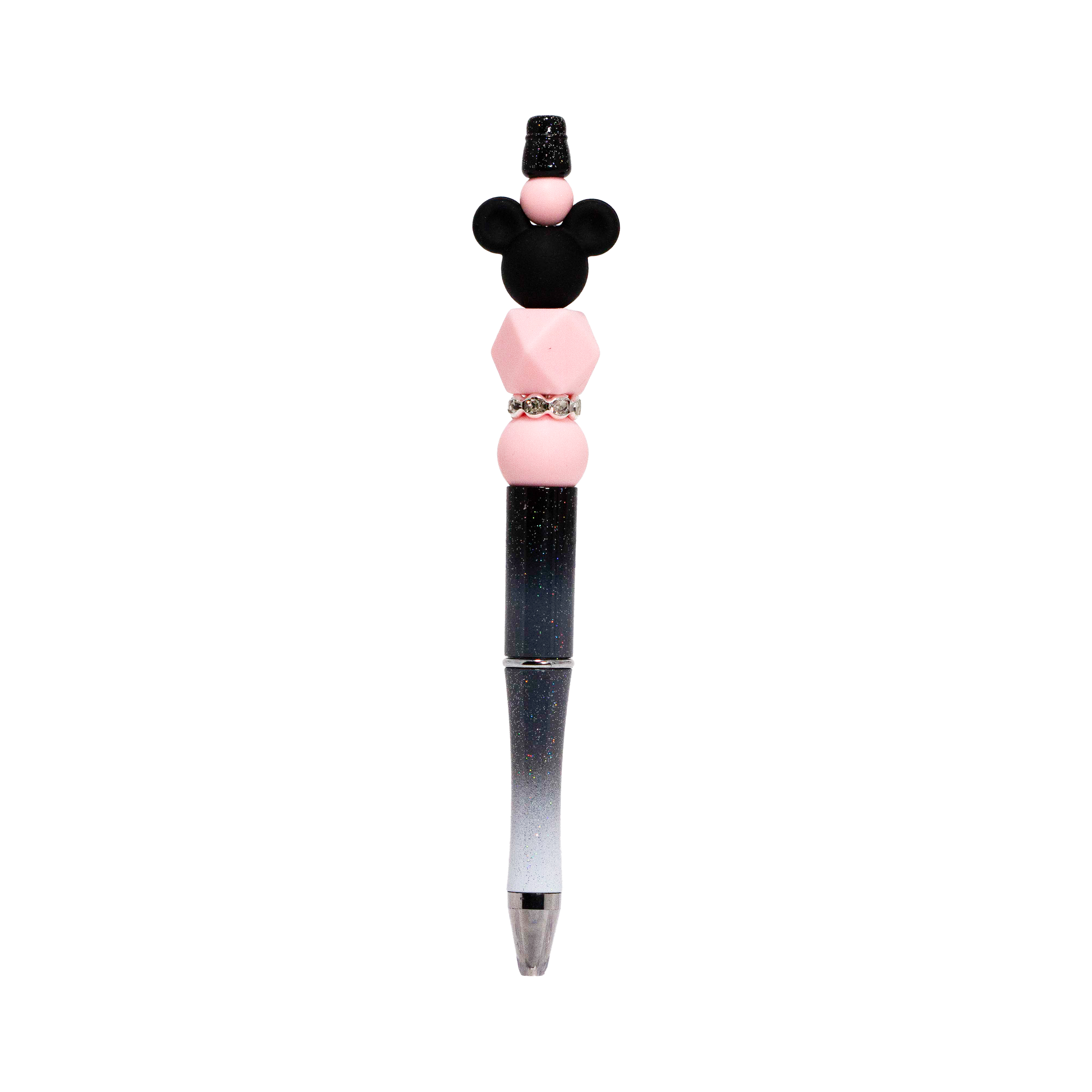 Mickey Silicone Beaded Pen 3 Pink Beads 1 Bling