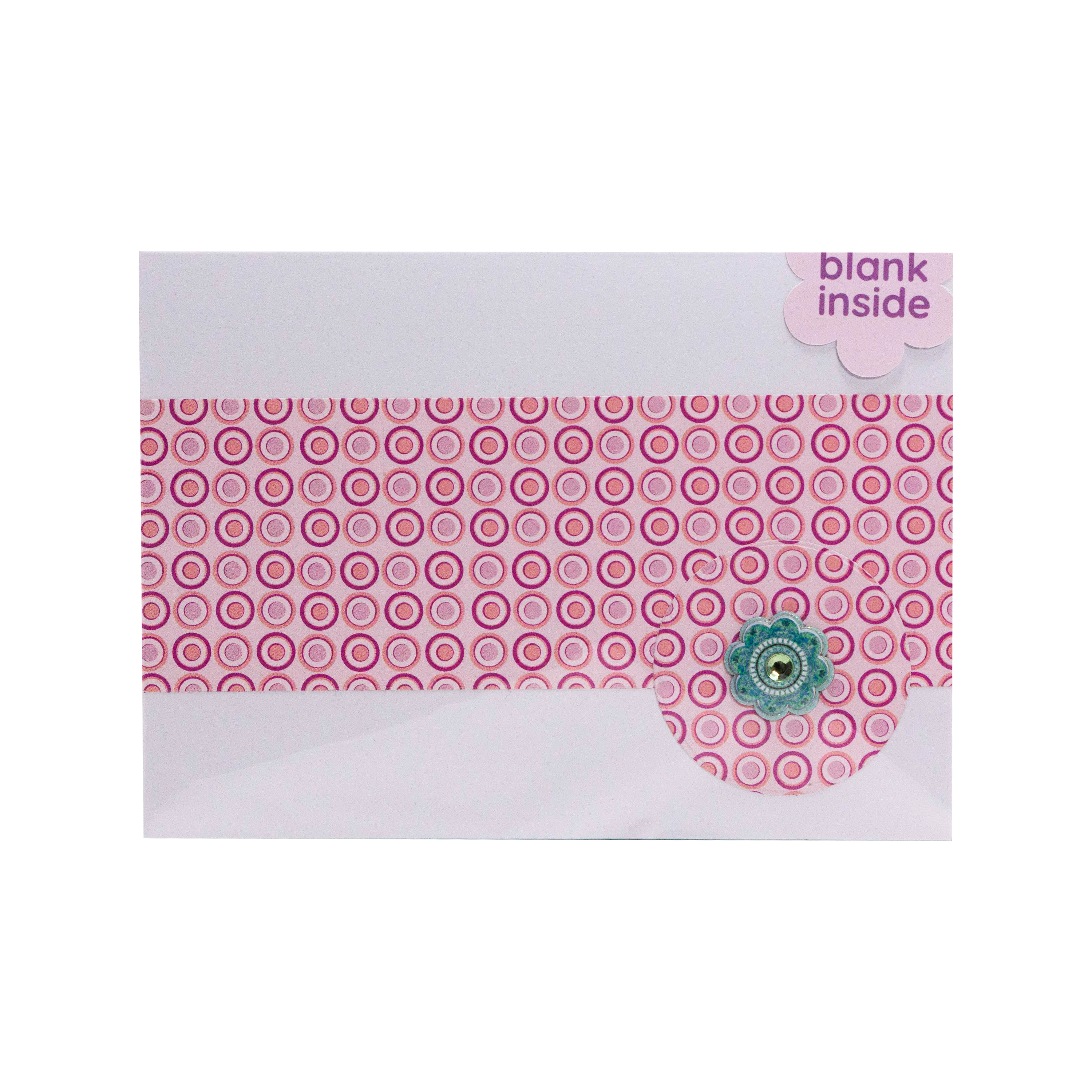 Pink and Turquoise Flower I Note Card