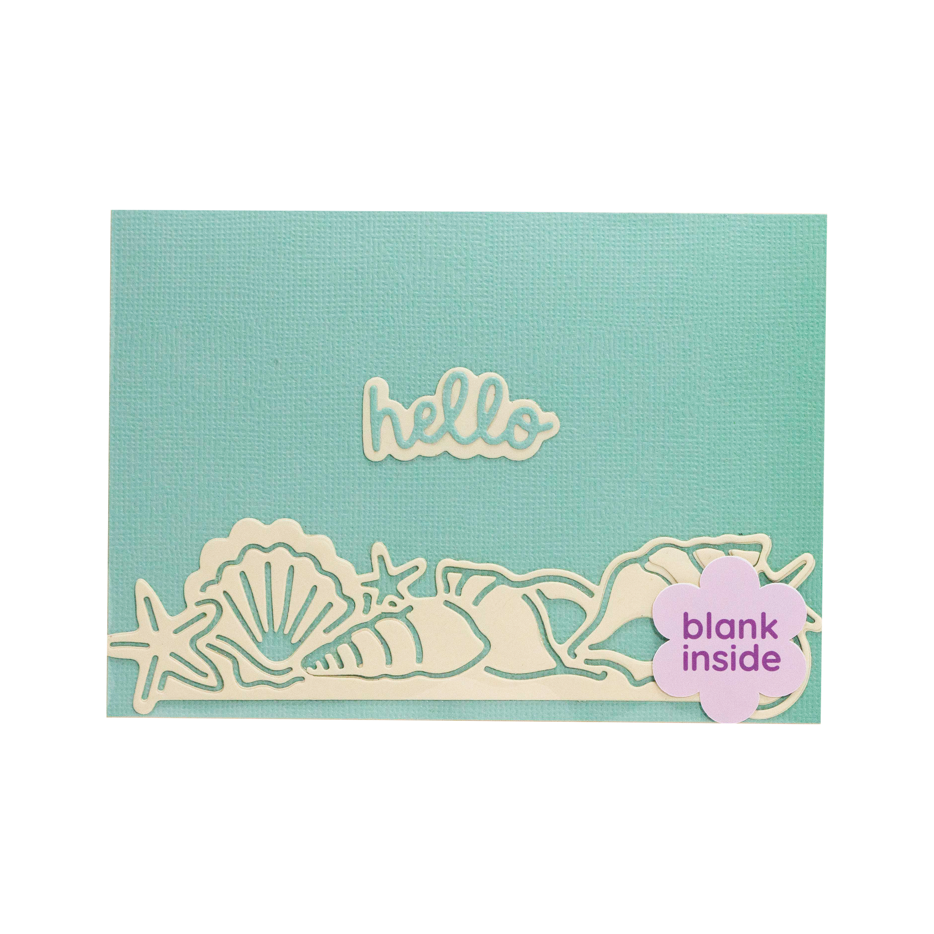 Turquoise  Sea Shell with  Hello I Note Card
