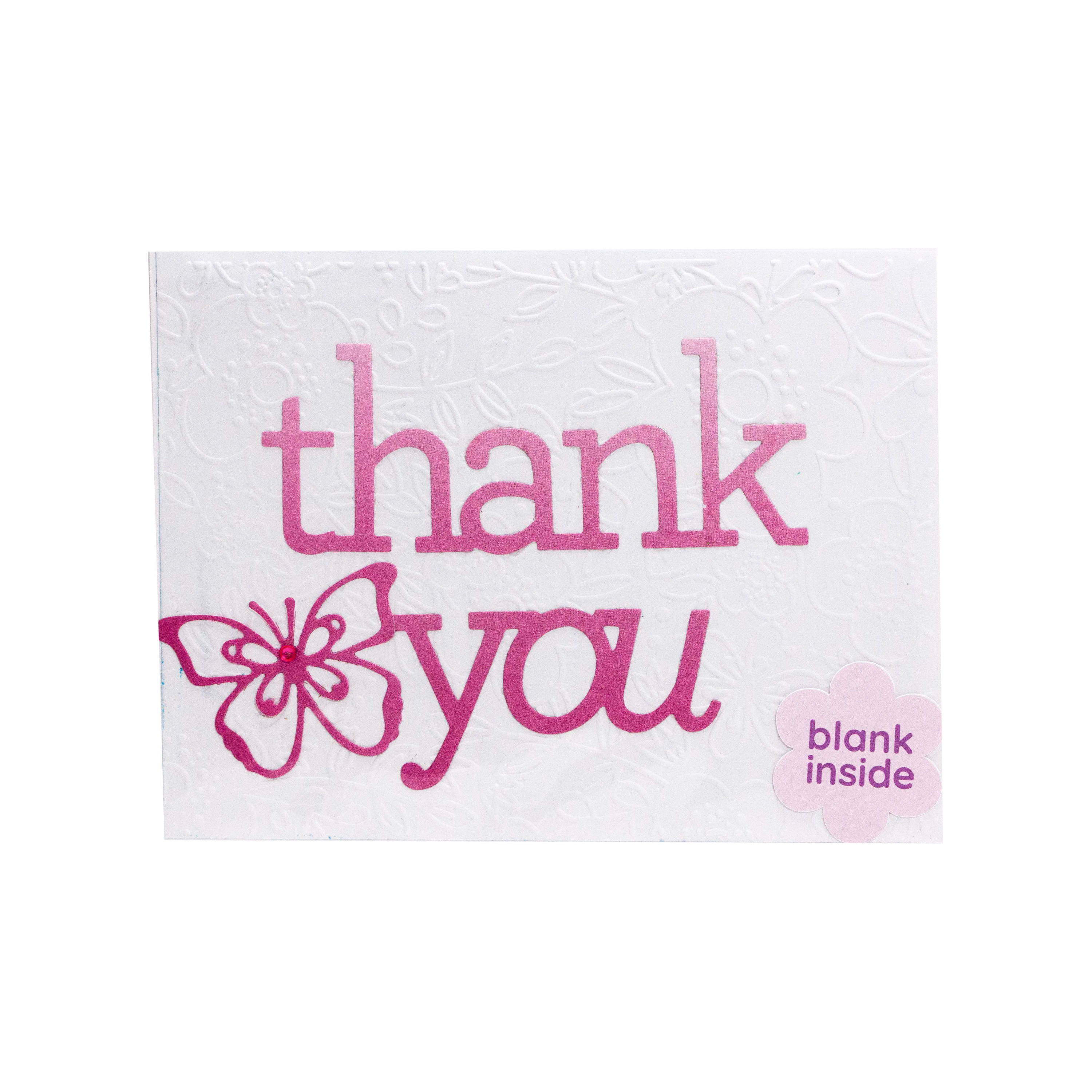 Thank You Card with a  Butterfly & Pink Jewel